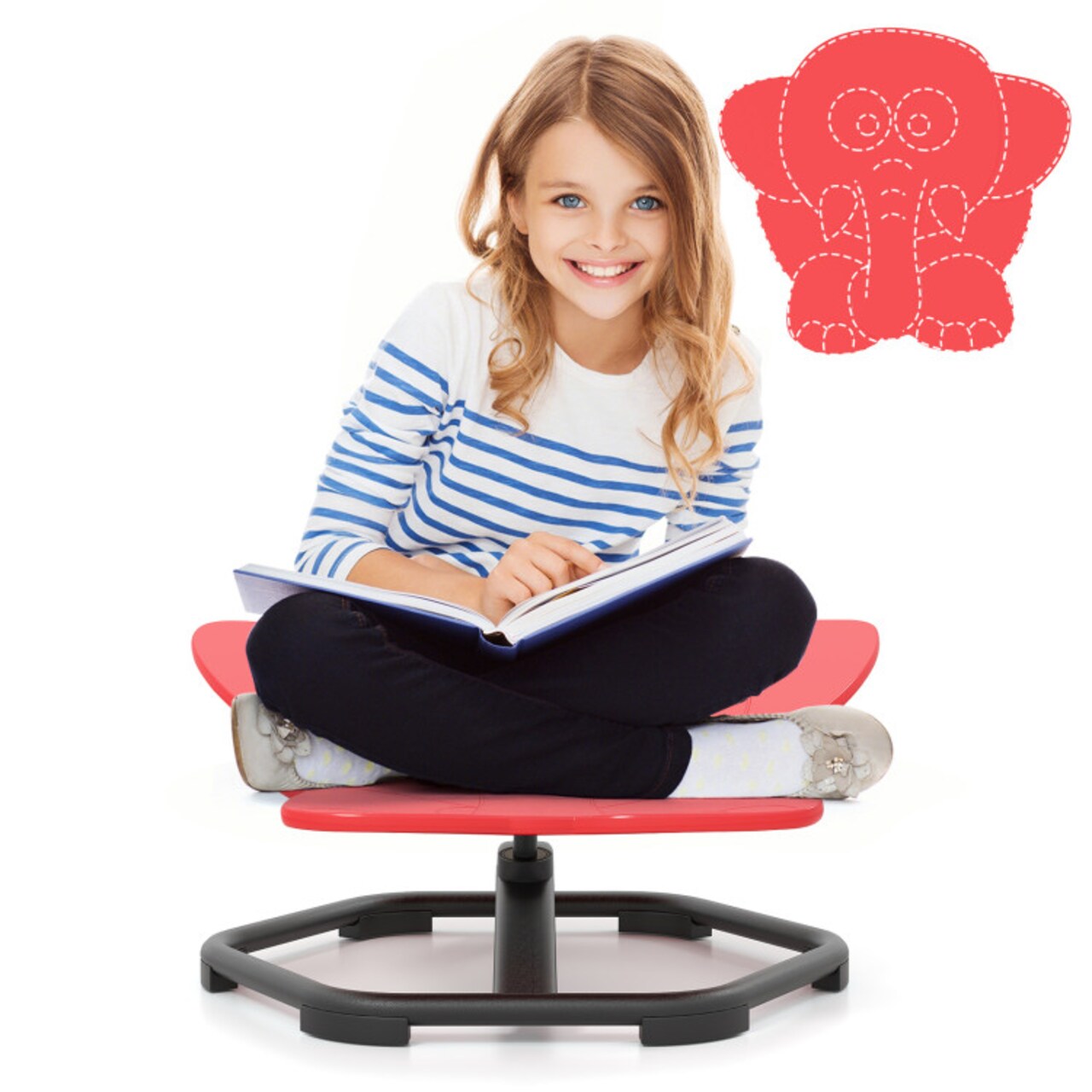 Kids Sensory Swivel Chair Elephant 360° Spinning Chair with Non-Slip Metal Base
